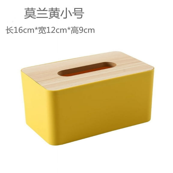 ERDOUY Tissue Box Cover,Tissue Holders,Tissue Box Holder for Bathrooms,Bamboo Cover Plate,Home and Office,6.3*4.72*3.54in (Yellow)