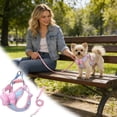 thumbnail image 2 of Bowknot Design Dog Harness with Matching Plaid Leash for Secure and Comfortable Walking Control, 2 of 4