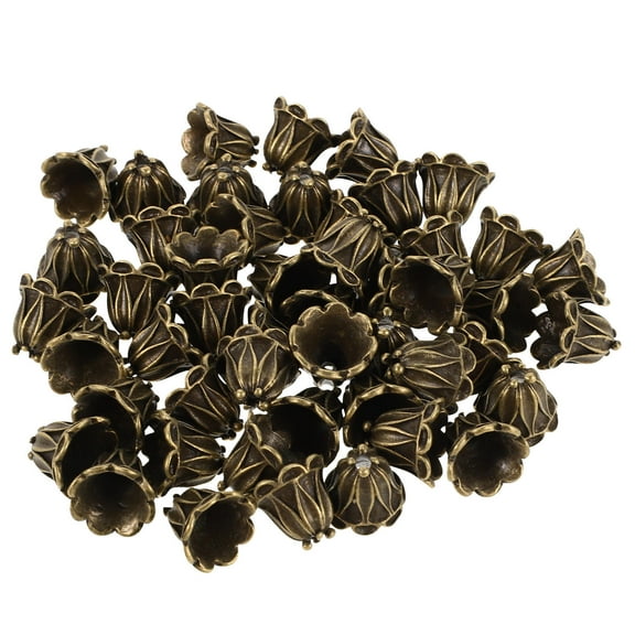 OFFIGAM 50Pcs Decorative Alloy Flower Bead End Caps for Bracelet Making and Jewelry Craft Supplies