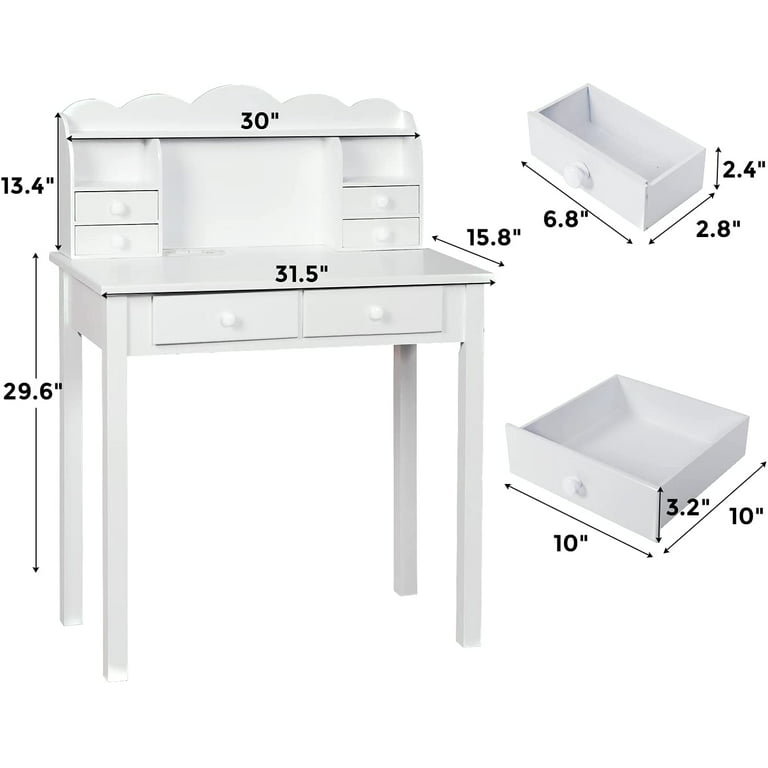 DLisiting Small Computer Desk for Bedroom White Modern Writing Table for Small Spaces Kids Teens Student Study Work PC Desk 31 inch