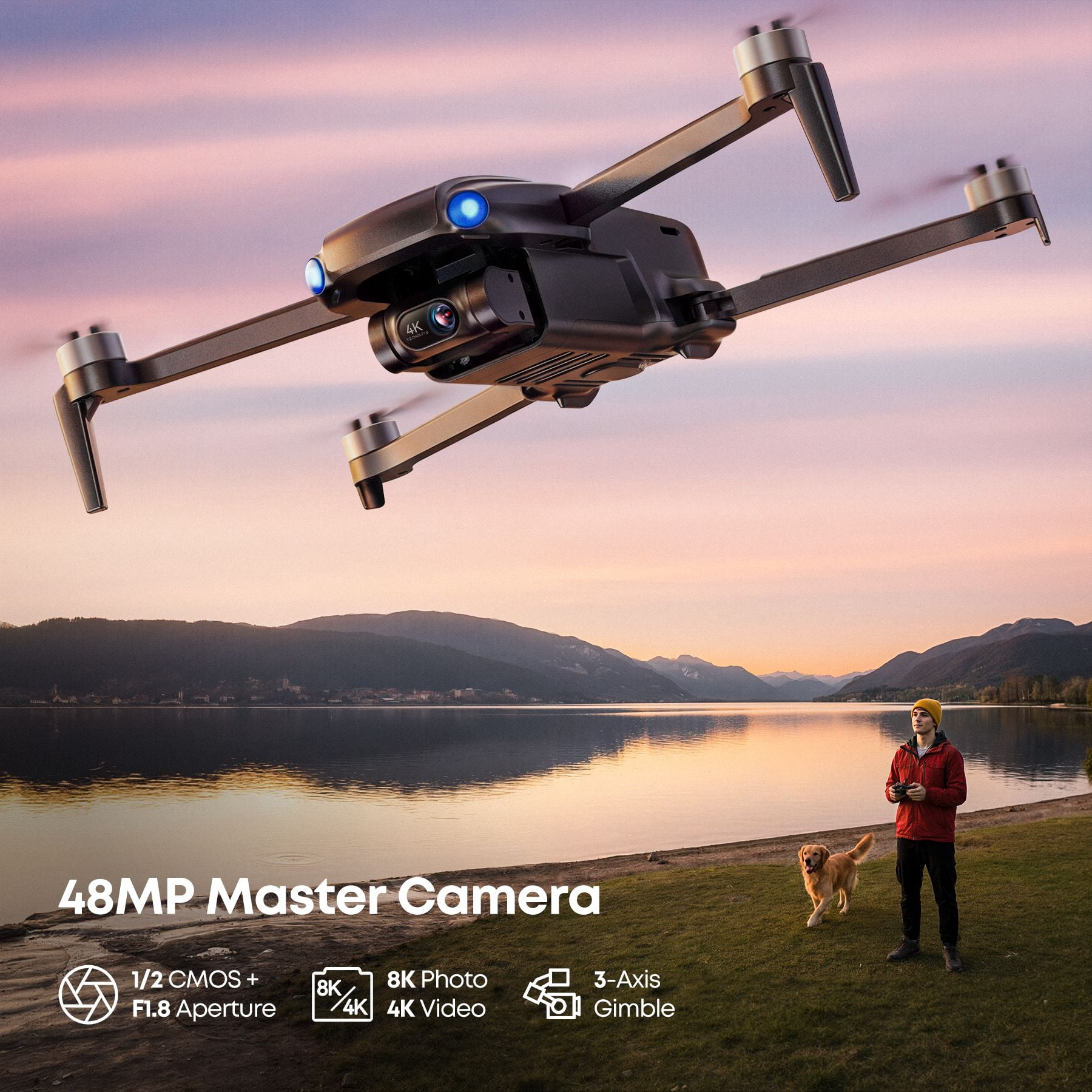 Bwine F7MINI 4K(RC3) Drones with Camera for Adults, 8K Photo 4K Video, RC with 1080P Screen, 20000ft Transmission, 64min Flight, 3-Axis Gimbal, 249g FAA-Exempt, GPS Track, Auto Return, Beginner Mode
