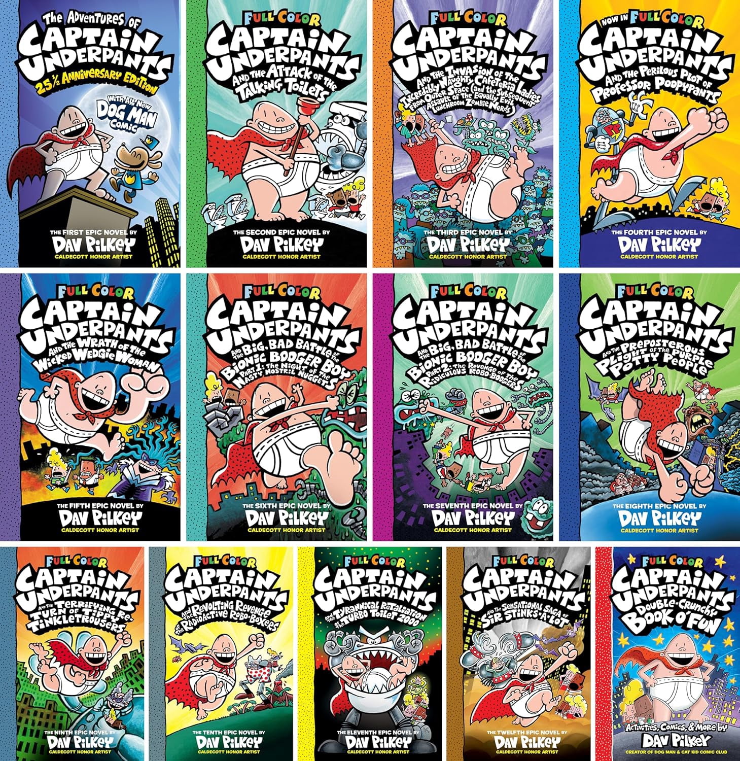 Captain Underpants 13 Books Set (Full Color Edition) – Complete Children’s Comedy Adventure Series Collection