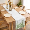 thumbnail image 6 of Sage Green Gradient Cotton Linen Table Runner for Dining Kitchen, Abstract Polka Dots Vintage Modern Art Wedding Outdoor Party Tablerunners, Dresser Scarf Coffee Tablecloth Runners 13x108 Inches, 6 of 9