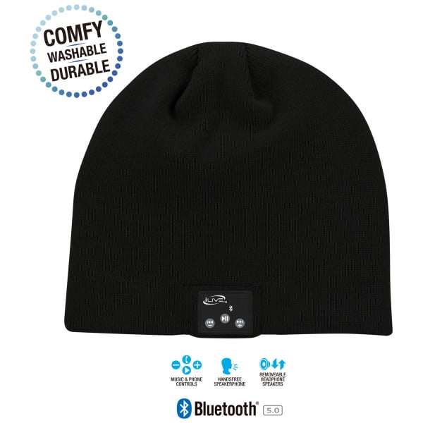 iLive Wireless Bluetooth Beanie with Earbud Speakers and Microphone, IAKB45B, Black