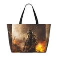 thumbnail image 2 of Balery Apocalyptic Skull Soldier Beach Travel Bag - Water-Resistant, Large Capacity Lightweight Tote with 7 Pockets for Women and Men - Perfect for Beach, Pool, Gym, and Travel, 2 of 7