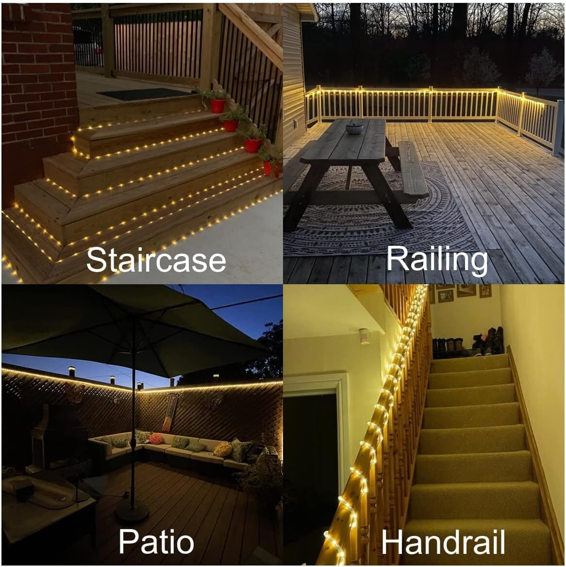 GoXteam Solar Rope Lights Outdoor IP65 Waterproof, 39FT 100LED Outdoor String Lights 8 Modes Trampoline Lights for Pool Tree Garden Yard Home Camping Wedding Holiday Decor, Warm White