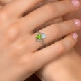 thumbnail image 4 of Gem Stone King 925 Sterling Silver White Moissanite Green Peridot and White Diamond Ring for Women (1.60 Cttw, Heart Shape 6MM, Gemstone Birthstone, Size 9), 4 of 6