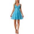 thumbnail image 1 of INSPIRE CHIC Vestido de Mujer con Brillo y Lentejuelas, Tirantes Espagueti, Espalda Descubierta, Vestido de Fiesta Mini, Color Azul M, 1 of 6