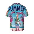 thumbnail image 5 of Salouo Beach Flamingo Trio Pattern Cuban Collar Shirts for Men Button-Down Shirt Men's Short Sleeve Shirts Hawaiian Shirts Casual Shirts -3X-Large, 5 of 6