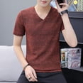 thumbnail image 3 of Chemise Rayée Hommes T-Shirt Décontracté d'Été à Manches Courtes Chemise Régulière Rayée Ajourée Hauts, 3 of 3