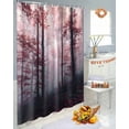 thumbnail image 6 of Thanksgiving Fall Shower Curtains for Bathroom, Retro Red Maple Leaf Forest Waterproof Fabric Shower Curtain for Bathroom Bathtub Decoration, Machine Washable, 36"x72", 6 of 9