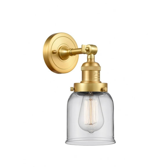 203-SG-G52 Innovations Lighting Bell - 1 Light Wall Sconce In Industrial Style-10 Inches Tall and 5 Inches Wide-Satin Gold Finish-Clear Glass Color
