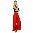 thumbnail image 5 of Bimba Women Straight Palazzo Pants Red Casual Rayon Made Bottoms, 5 of 7