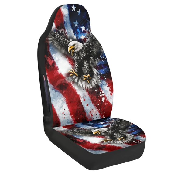 CHAQLIN Washable Front Car Seat Covers for Auto Polyester Easy to Install Vehicle Seat Covers, Eagle Pattern