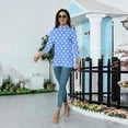 thumbnail image 7 of Mock Neck Tops for Women Loose Fitting 3/4 Sleeve Shirt Cozy Casual Fitted Basic Tees Lightweight Comfy Pullover Blue M, 7 of 7