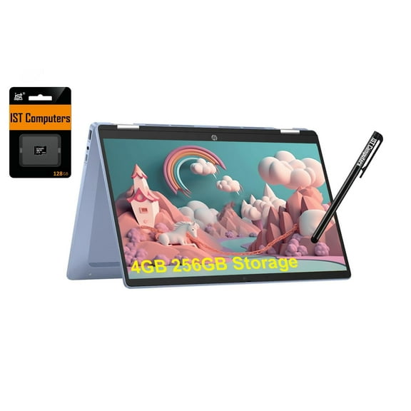 HP Chromebook X360 14 2-in-1 Laptop (14" HD Touchscreen, Intel N200, 4GB RAM, 256GB Storage (128GB eMMC   128GB SD Card)) Home & Student, 10-Hr Long Battery Life, Wi-Fi 6, Webcam, IST Pen, Chrome OS