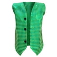 thumbnail image 4 of CUZIBR Toddler Shirt Girls Sequin Top Sleeveless V-Neck Tank Top Button Down Vest Carnival Vest Glitter Party Dancewear Waistcoat Cute Trendy Tops ,Green,6-12 Months, 4 of 4