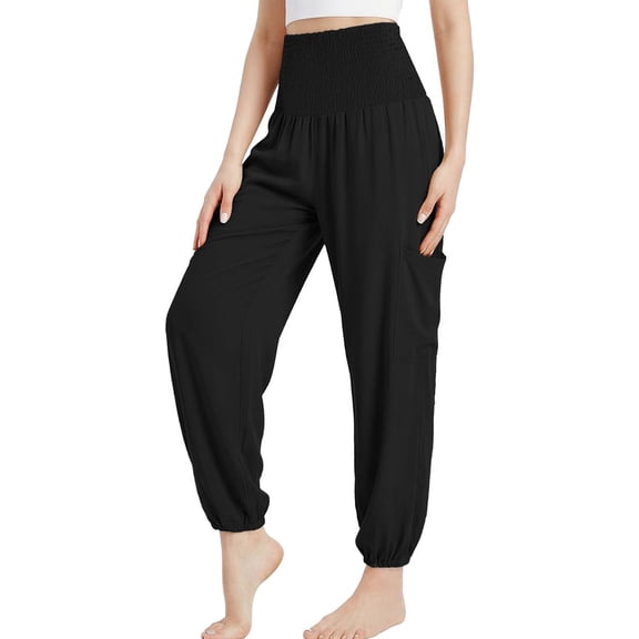 Womens Loose Harem Pants Joggers High Waist Yoga Sweatpants with Pockets Comfy Casual Pants for Workout Beach