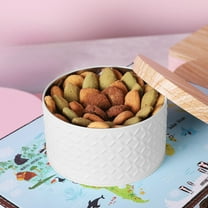 Usloyux Under $5 Metal Cookie Container,Round Cookie Tins with Wood Lids, 5.39x5.39x3.28 Inch Empty Biscuit Tin Tinplate Tea Canister Trinket Box Foods Storage,Container Tin for Candy Cookies