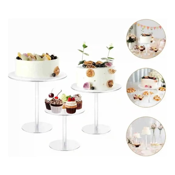 Gonice 3‑Count Clear Round Acrylic Cake Riser Stand, Cupcake Display Holder for Wedding Birthday Party Dessert Table