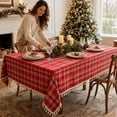 thumbnail image 5 of Christmas Plaid Tablecloth, Tartan Checkered Table Cover, Farmhouse Holiday Dining Decor, Christmas Party Gift, 5 of 7