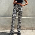 thumbnail image 2 of DPTALR Women‘s Animal Pattern Pocket High Waist Pants Casual Straight Leg Jeans, 2 of 9
