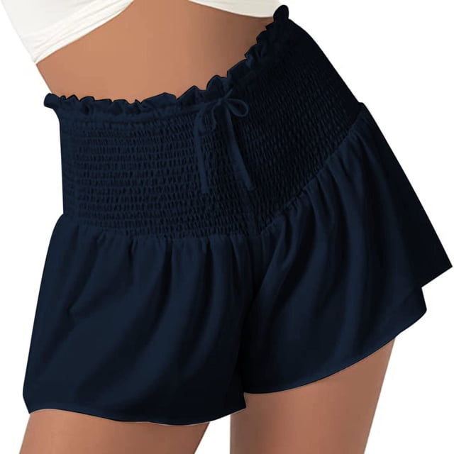 Pantalones Cortos Para Mujer Pantalones Cortos de Entrenamiento Pantalones de Yoga Cordón Casual Flowy Cintura Alta Spors Quick Dry Cute Beach Short Odeerbi ODB159197