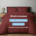 thumbnail image 3 of CGK Linens 2-Piece Premium Duvet Cover Set - Twin Size Soft Comforter Cover With Zipper & Matching Pillowcases, Burgundy, 3 of 7