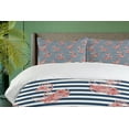 thumbnail image 4 of Ambesonne Floral Duvet Cover Sets, Anchor Striped Backdrop, 2-Queen, White Blue and Red, 4 of 7