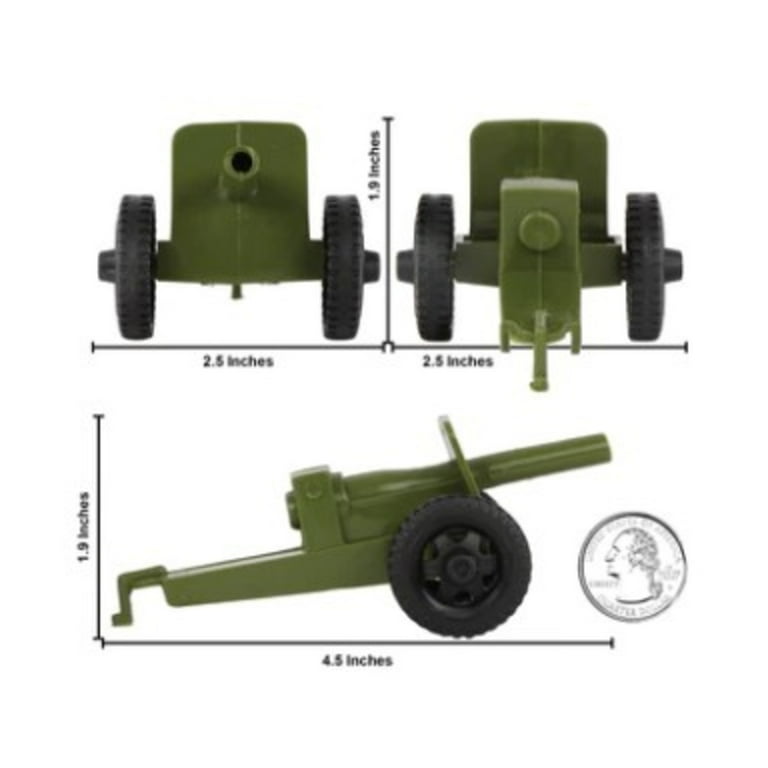 TimMee M3 Artillery - OD Green 4pc Plastic Army Men Cannon Playset