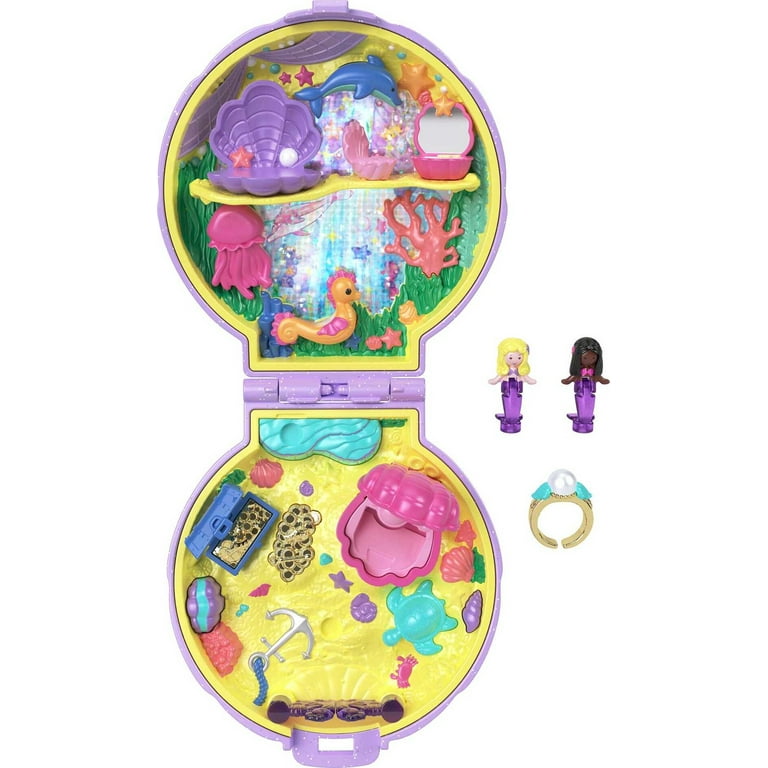 Polly Pocket Keepsake Collection Mermaid Dreams Compact, 2 Dolls & Wearable  Jewelry, Collectible Toy 