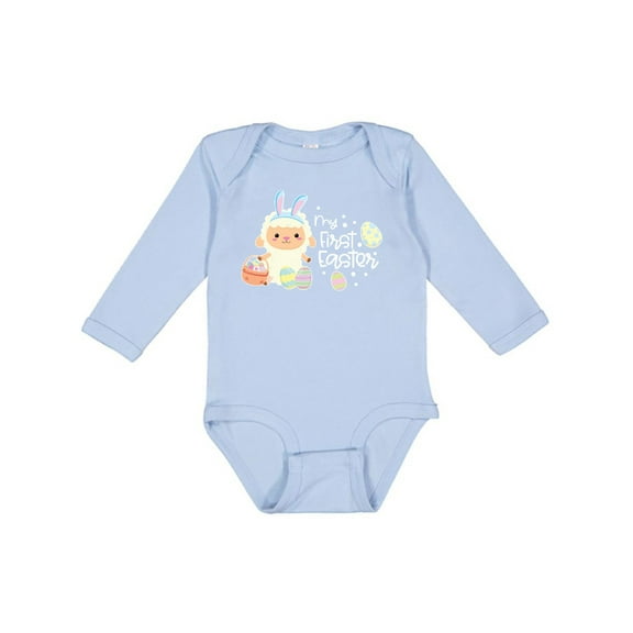 Inktastic My 1st Easter with Cute Lamb and Easter Eggs Boys or Girls Long Sleeve Baby Bodysuit