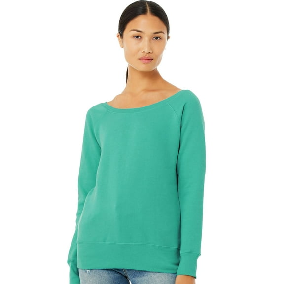 BELLA   CANVAS - Women’s Sponge Fleece Wide Neck Sweatshirt - 7501 - Light Grey Marble - S