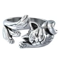 thumbnail image 1 of Aleación gatito abierto anillo europeo y americano retro gato en vivo tótem anillo hembra ZefeiWu 8390614336889, 1 of 1