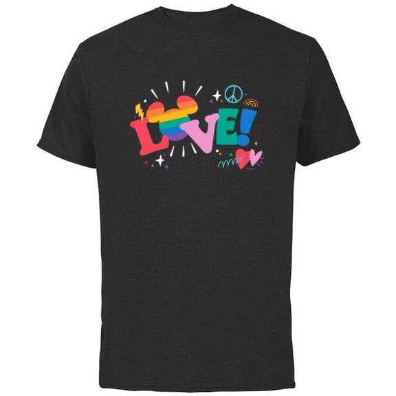 Disney Mickey Mouse Icon Pride Love Rainbow Doodles - Short Sleeve Cotton T-Shirt for Adults - Customized-Royal Heather