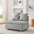 thumbnail image 2 of Sofa Bed, Convertible Sleeper Sofa Chair Adjustable Backrest Recliner with Pullout Sofa Bed with Wheels, Modern Linen Fabric for Living Room for Tight Spaces, Grey, 2 of 8