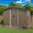 thumbnail image 4 of ALAULM 8'x6' Outdoor Storage Shed Outdoor Galvanized Metal Tool Shed with Vents & Sliding Door, Waterproof Garden Shed for Patio,Lawn,Backyard to Store Bikes,Tools-Brown, 4 of 10