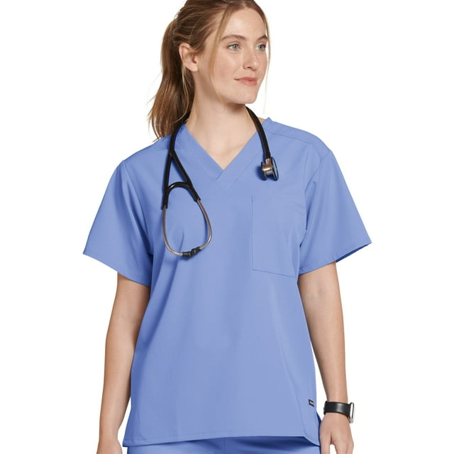 Jockey Haut de Blouse Médicale Unisexe Classique Unisexe une Poche Extensible