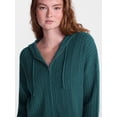 thumbnail image 4 of No Boundaries Cable Knit Zip Up Sweater with Hood, Women's XXS-XXL, 4 of 6
