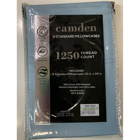 Textiles Camden Sateen 1250 Thread Count 2pillowcases 21"x30"-Blue New with box/tags
