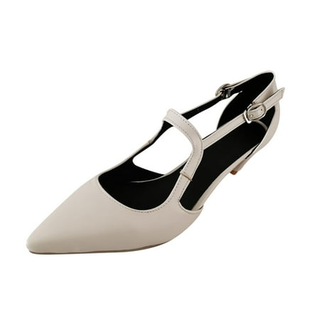 

Wmkox8yii Women s Shoes Casual Buckle Tapered Mid Heel Pointed Toe Solid Color Fashion Sandals