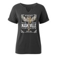 thumbnail image 4 of LINGLANG Nashville Guitar T-Shirt Women's Summer V Neck Country Music Graphic Short Sleeve Tee Retro Band Concert Tops Music City Blouse, 4 of 4
