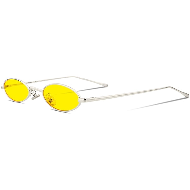 FEISEDY Vintage Small Sunglasses Oval Slender Metal Frame  display picture 1