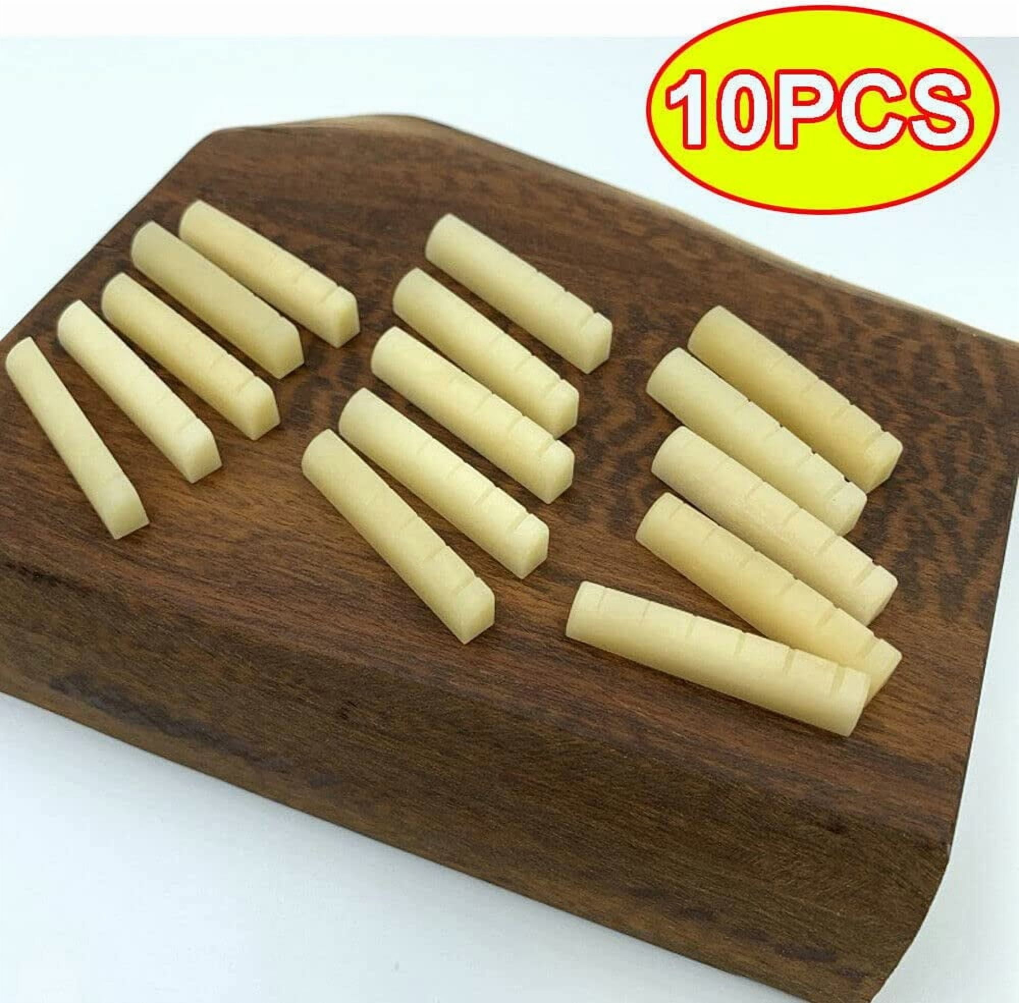 ABPETE 10-Pack Unbleached Bone Nut & Saddle Blanks,43x6x9mm for Guitar, Luthier DIY, Bridge & Guitar Repair Parts, Fits Acoustic & Electric