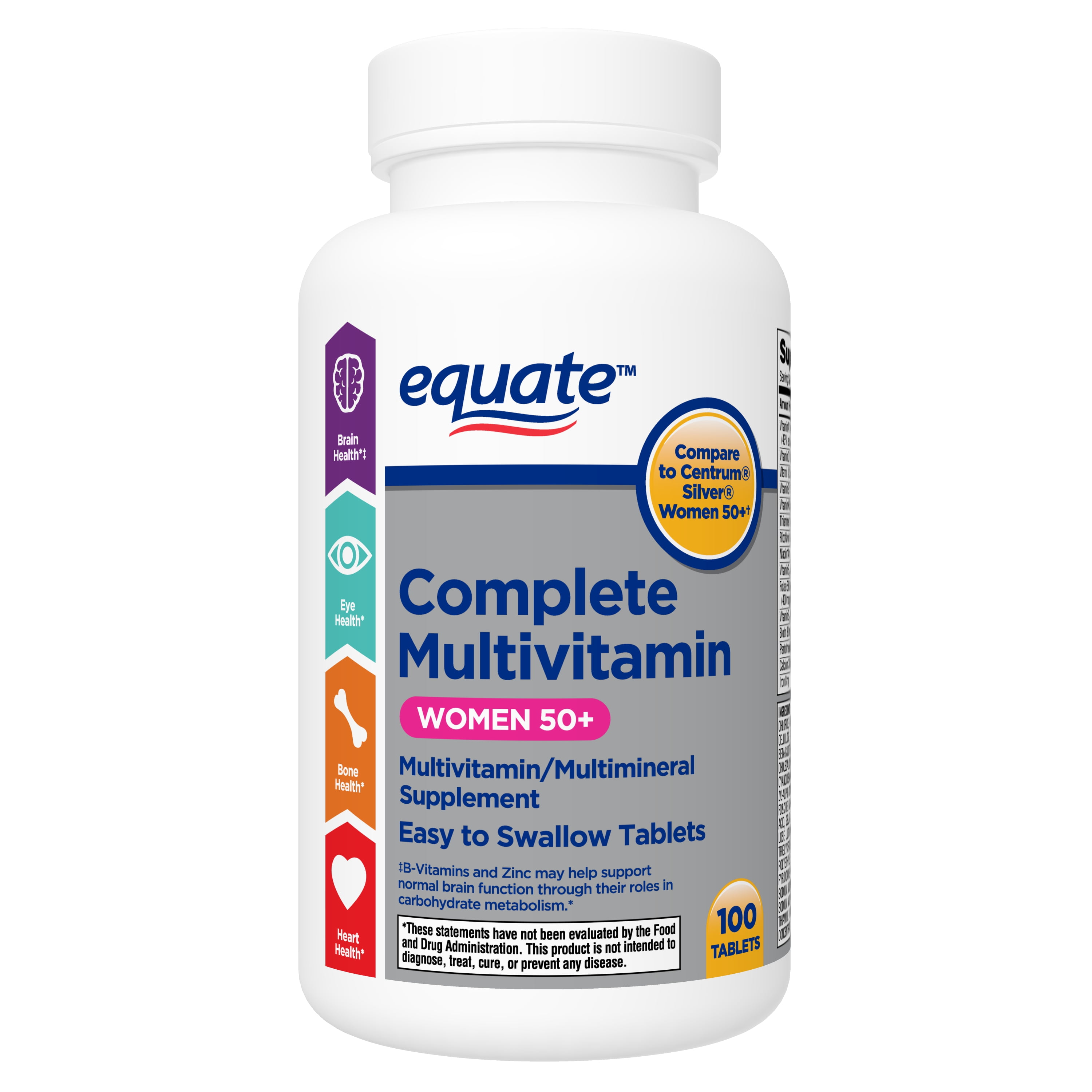 Equate Complete Multivitamin Tablets Women 50 100 Count Walmart
