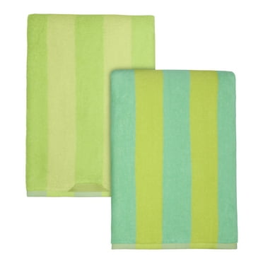Mainstays Cabana Striped Lemon & Lime Cotton-Blend Beach Towels (2 Count)