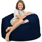 Ultimate Sack 3000 (3 ft.) Bean Bag Chair in multiple colors: Giant Foam-Filled Furniture - Machine Washable Covers, Double Stitched Seams, Durable Inner Liner. (3000, Navy Fur)