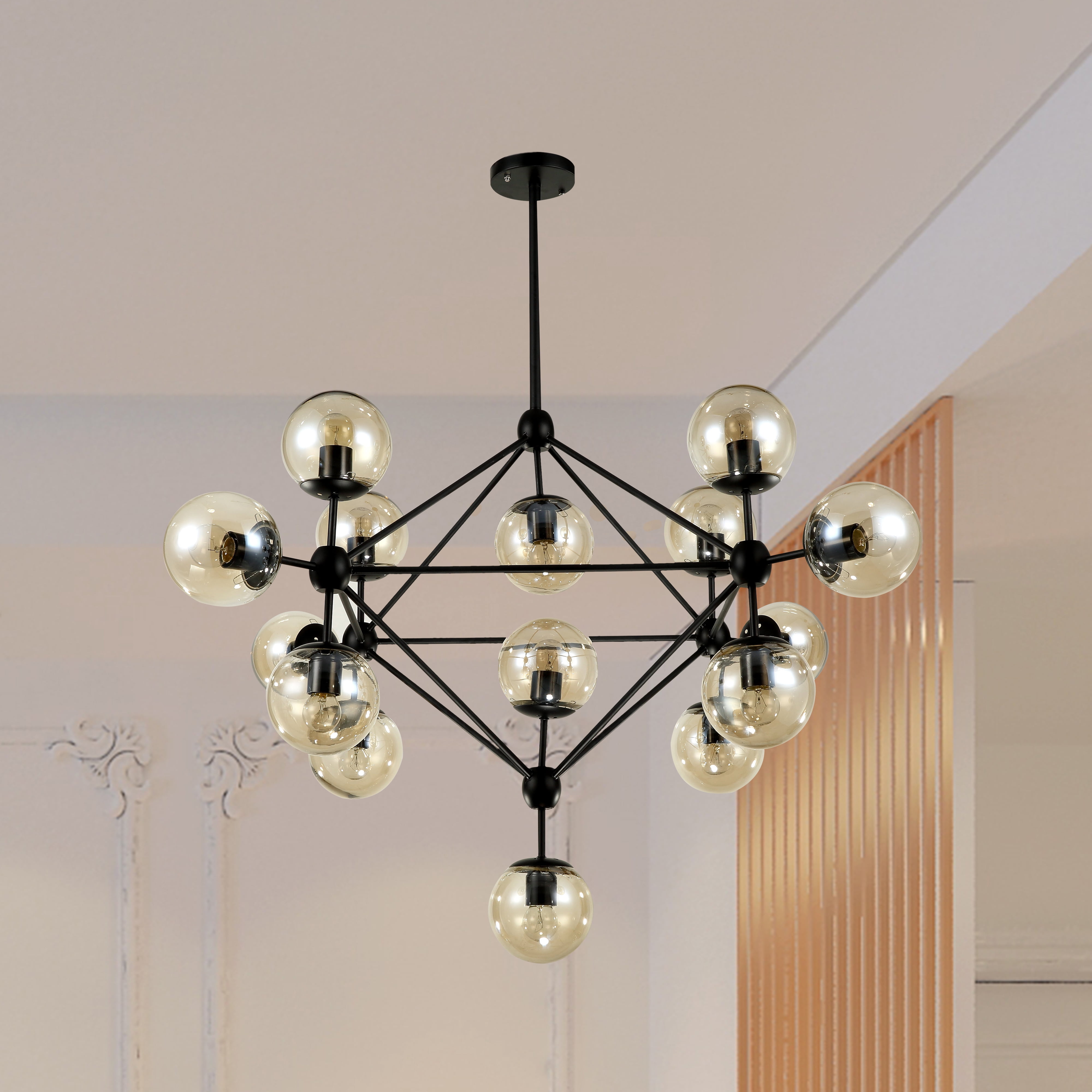 Enthen 15-Light Orb Black Chandelier Includes Edison Bulbs