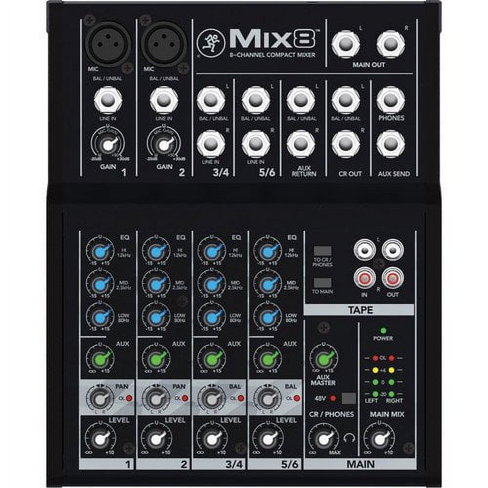 Mackie Mix8 8-Channel Compact Mixer with Gator Cases G-MIXERBAG-1212 Padded Nylon Mixer/Equipment Bag Bundle