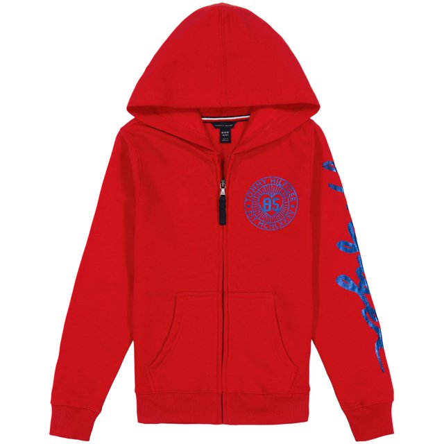 Sudadera con capucha Tommy Hilfiger, forro polar con cierre completo para niñas